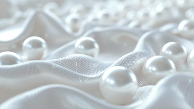 a close up of a white cloth with pearls on it generative ai