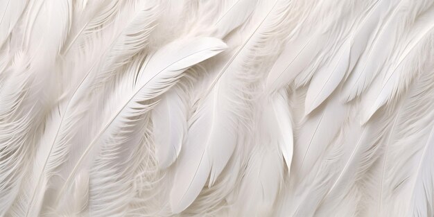 Close up white feathers background Created with generative Ai technology