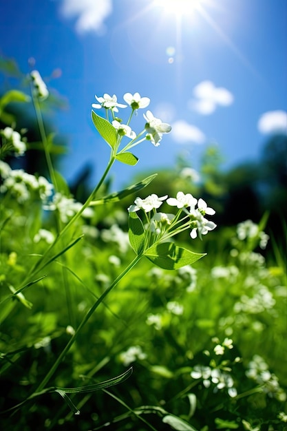 A close up of white flowers