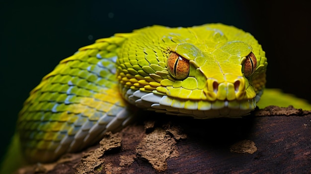 Close up of a white lipped island pit viper