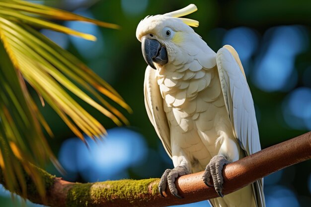 Close up of white parrot ai generated