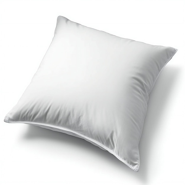 Close up of a white pillow on white background