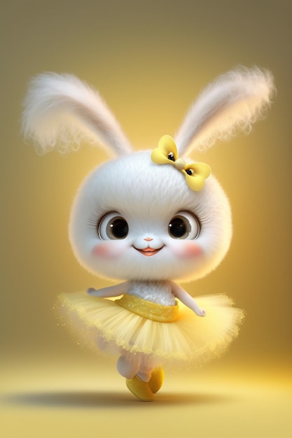 Close up of white rabbit dressed generative ai