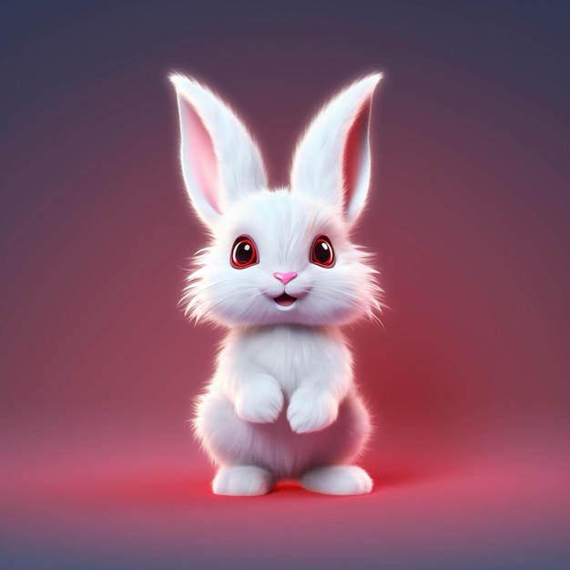 A close up of a white rabbit with a pink nose generative ai