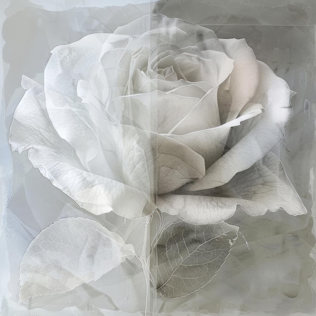 A close up of a white rose with a blurry background