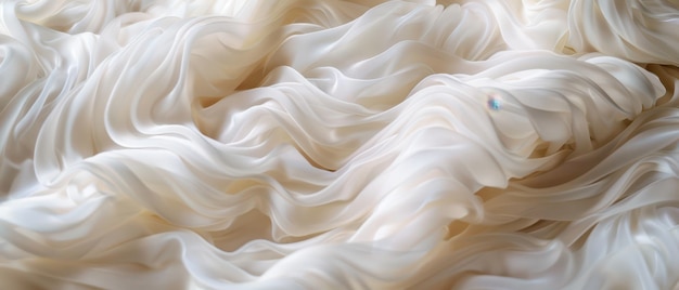 Photo close up of white sheer fabric draped in soft waves