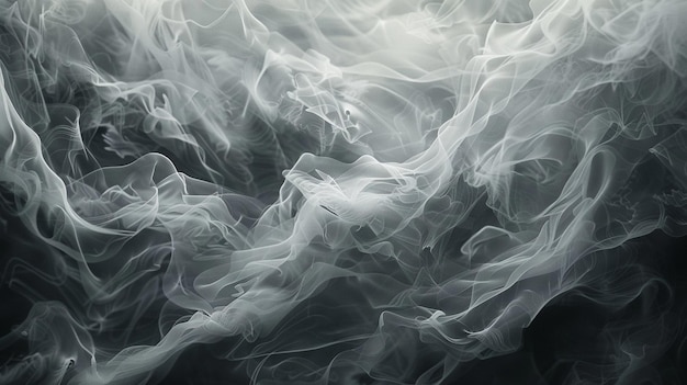 a close up of a white smoke with a black background