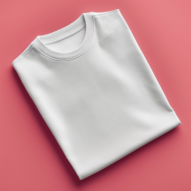 A close up of a white t shirt on a pink surface Pink tshirt mockup brochure