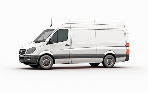 a close up of a white van with a red stripe on the side generative ai