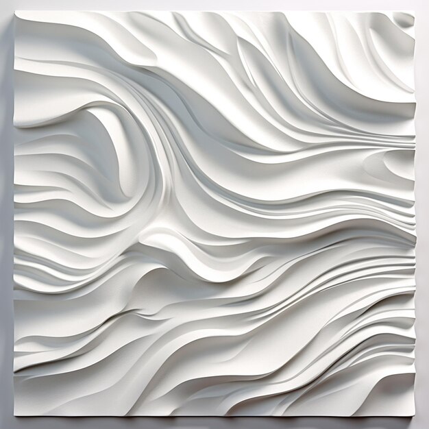 A close up of a white wall with a large wave pattern generative ai