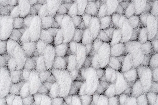 Close-up of white wool crocheting pattern