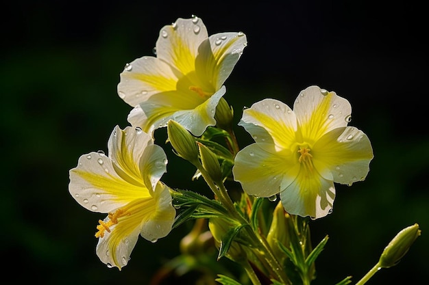 Close up of wild evening primrose flowers