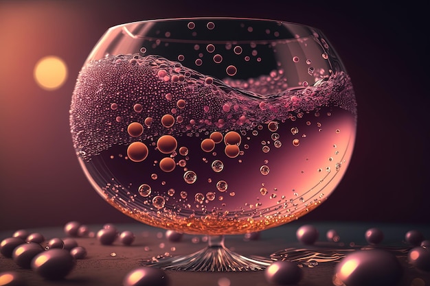 close up of wine glass having bubbles