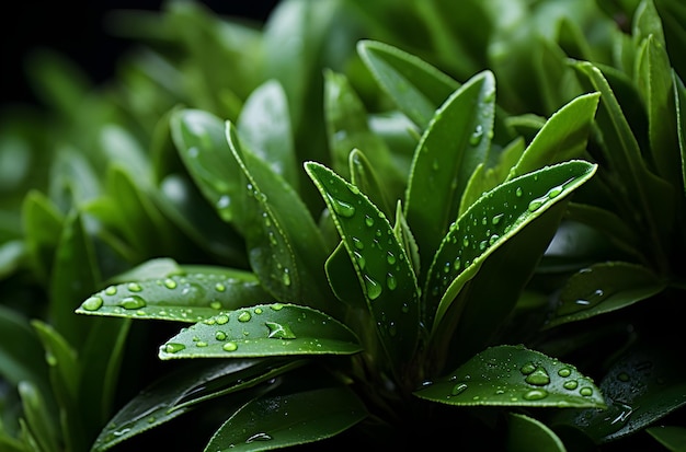 a close up with green leaves of rosemary