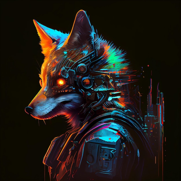 Close up of a wolf wearing a helmet generative ai