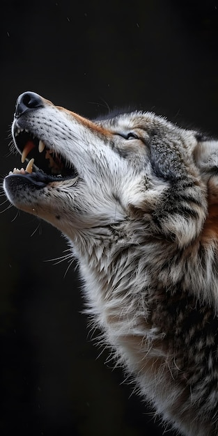 Photo a close up of a wolf with its mouth open