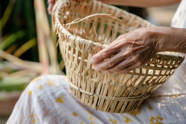 close up woman hand holding basket