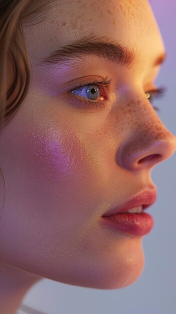 Close up of woman with blue eyes