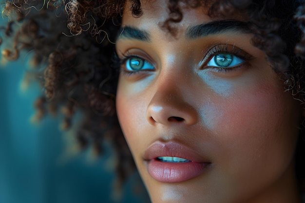 Close Up of a Woman With Blue Eyes