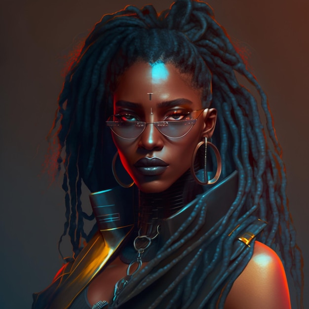 A close up of a woman with dreads and glasses generative ai