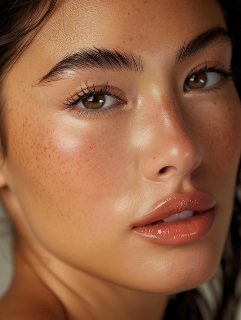 Photo close up of a woman with freckles on her face