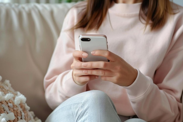 Close up woman with phone