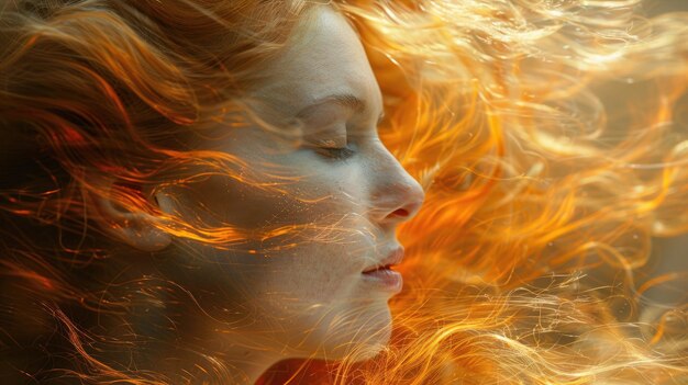 Close up of a womans face with smoke emitting from her mouth and nose