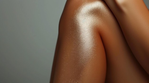 Photo a close up of a womans legs with shiny skin ai