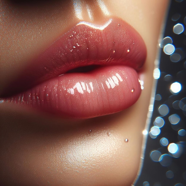 Photo a close up of a womans lips with water drops on them