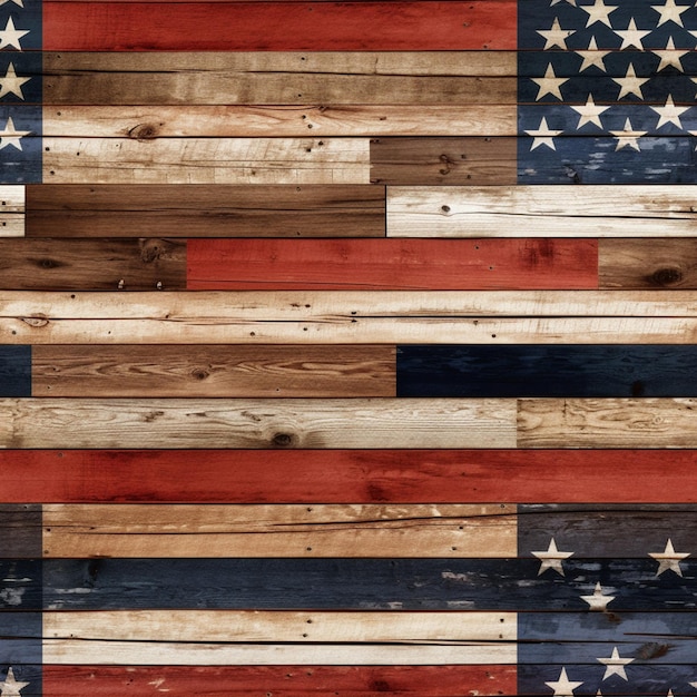 a close up of a wooden american flag with stars on it generative ai