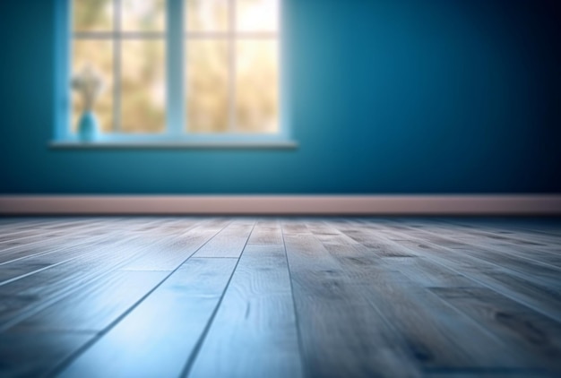 A close up of a wooden floor with a window in the background generative ai