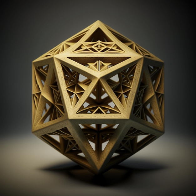 A close up of a wooden object with a geometric design generative ai