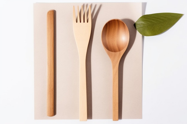 Photo a close up of a wooden spoon fork and knife