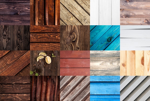 Close-up of wooden surface textures set