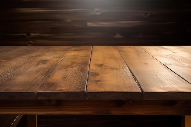 A close up of a wooden table with a blurry background generative AI