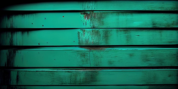 A close up of a wooden wall with green paint generative AI