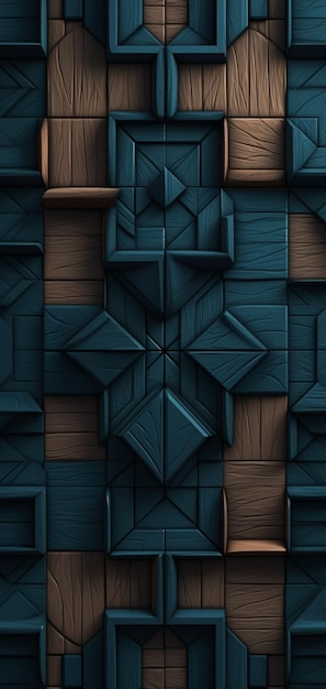 A close up of a wooden wall with a pattern of squares generative ai