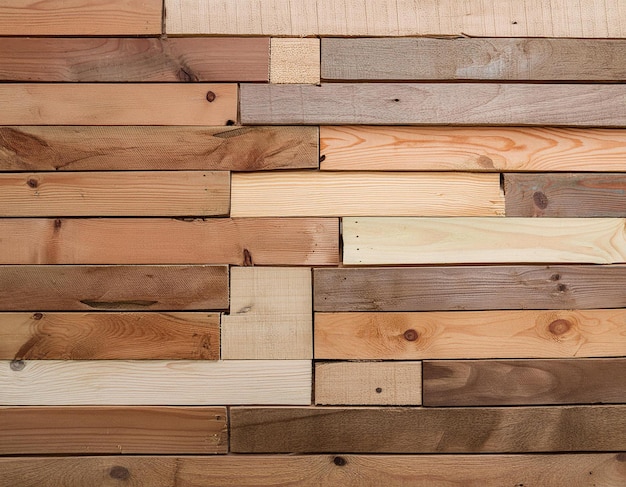 A close up of a wooden wall with various planks