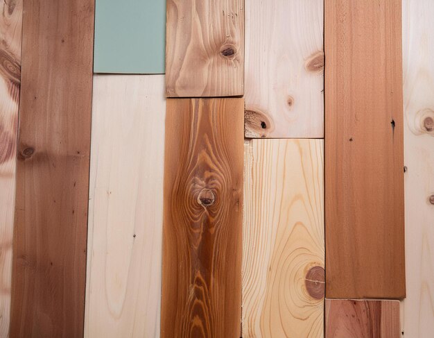 A close up of a wooden wall with various planks