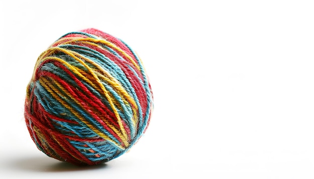 Photo close up of a wool ball and abstract shape on white background