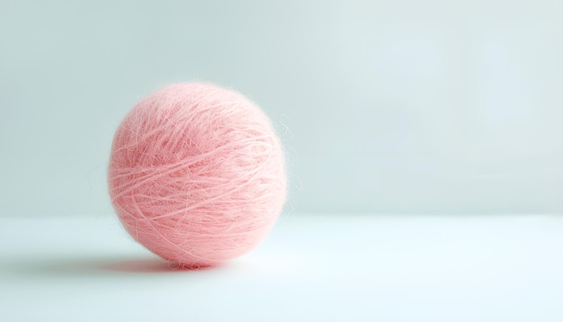 Photo close up of a wool ball and abstract shape on white background