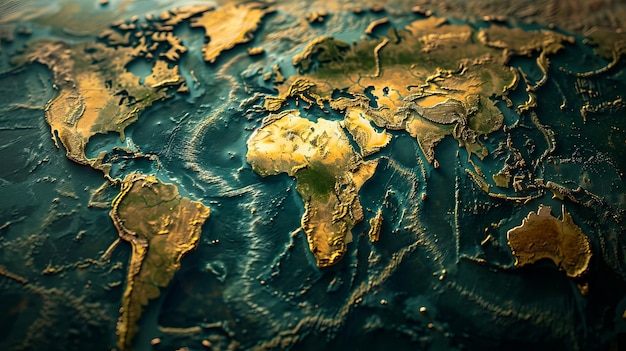 A close up of a world map