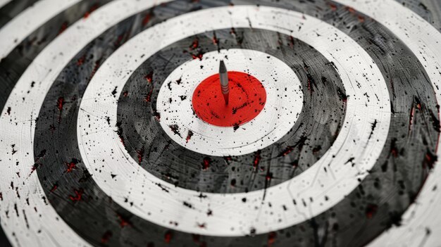 Close Up of a Worn Target With a Dart in the Center