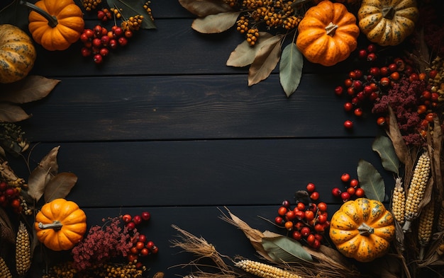 a close up of a wreath of pumpkins and other autumn decorations generative ai