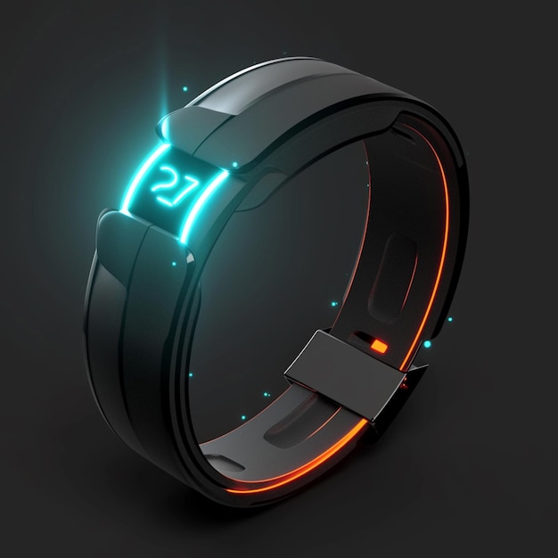 a close up of a wrist with a glowing display on it generative ai