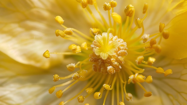 Photo close up of yellow daisy flower with pollen and stamens