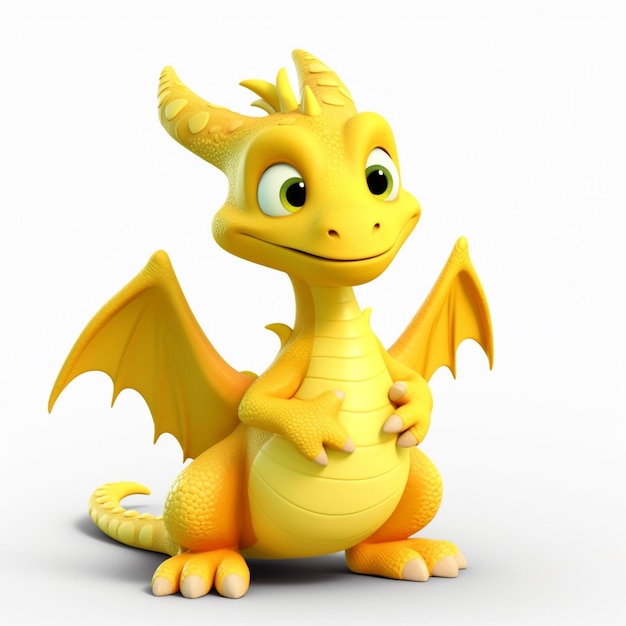 A close up of a yellow dragon with a big smile generative ai