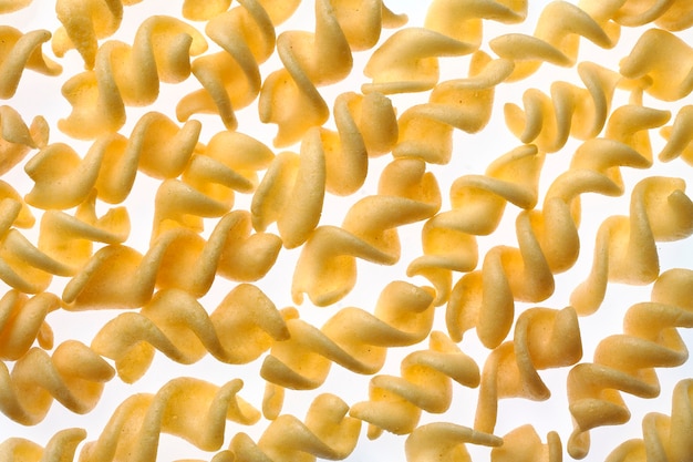 Close up yellow  juck food snack on white background