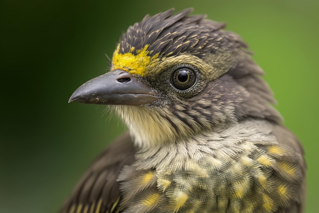 Close up of a Yellow rumped honeyguide Indicator xanthonotus taken in North Sikkim India close to Lachen