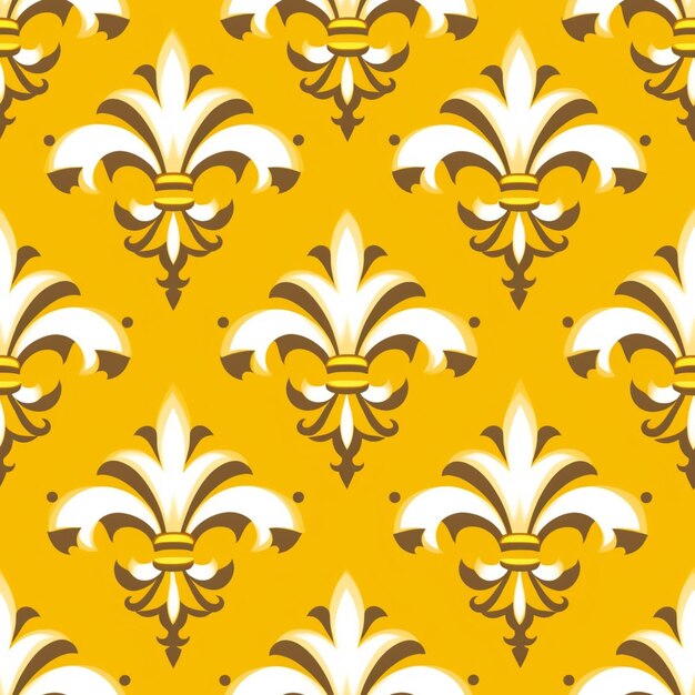 Photo a close up of a yellow and white fleur de lis pattern generative ai